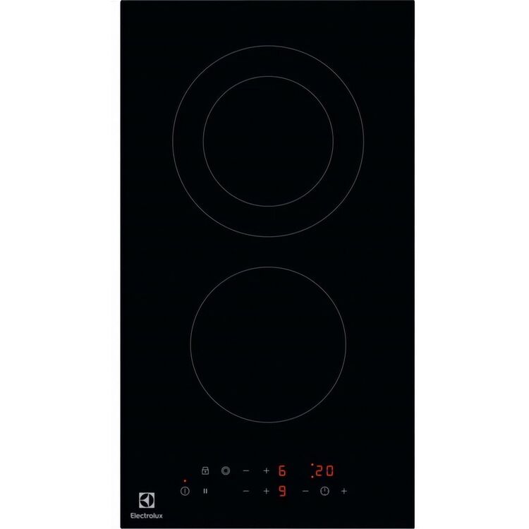 Plita incorporabila Electrolux LHR3233CK, Vitroceramica, 2 zone de gatit, Control touch, Timer, Semnal acustic, Inchidere de siguranta pentru copii, Functie pauza, 30 cm, Negru