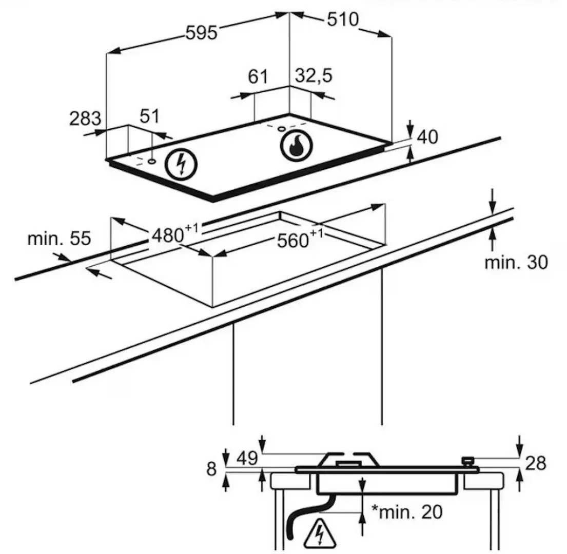 Aragaz incorporabil Electrolux EGS6436K (Black)