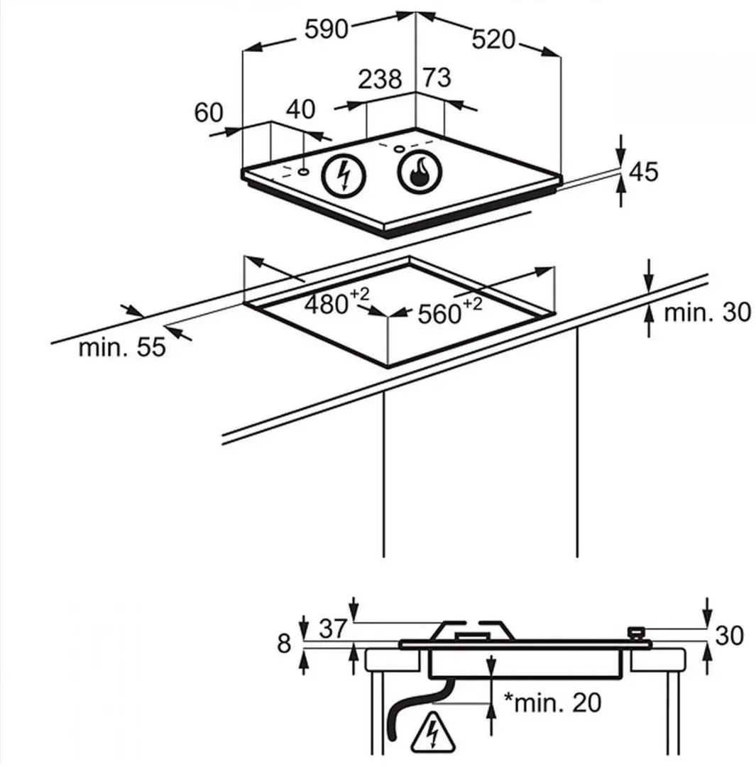 Plita de gaz incorporabila Electrolux KGG64362W (White)