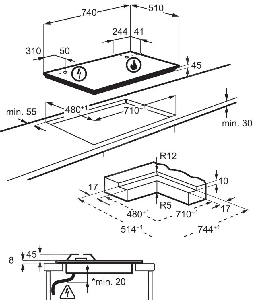 Встраиваемая газовая варочная панель Electrolux KGG753753K (Black) - 5