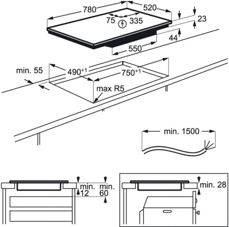 Plita incorporabila cu inductie Electrolux EIV835 (Black)