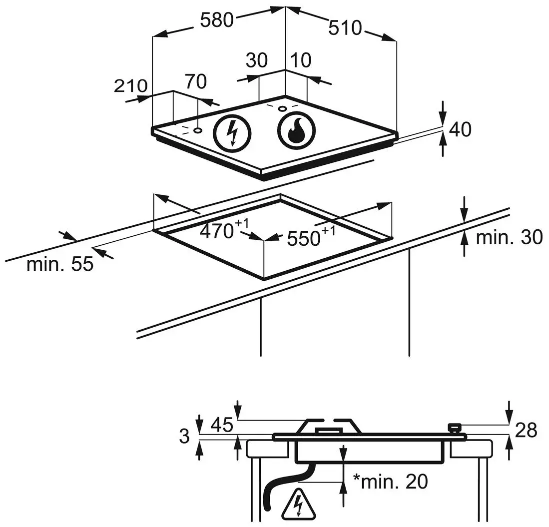 Встраиваемая газовая варочная панель Electrolux EGG6407K (Black)