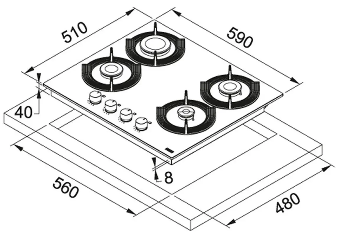 Aragaz incorporabil Franke Maris FHMF 604 4G C OY (Almond)