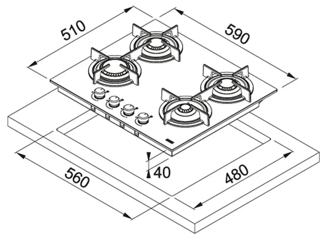 Aragaz incorporabil Franke Mythos FHCR 604 4G HE BK C (Black)
