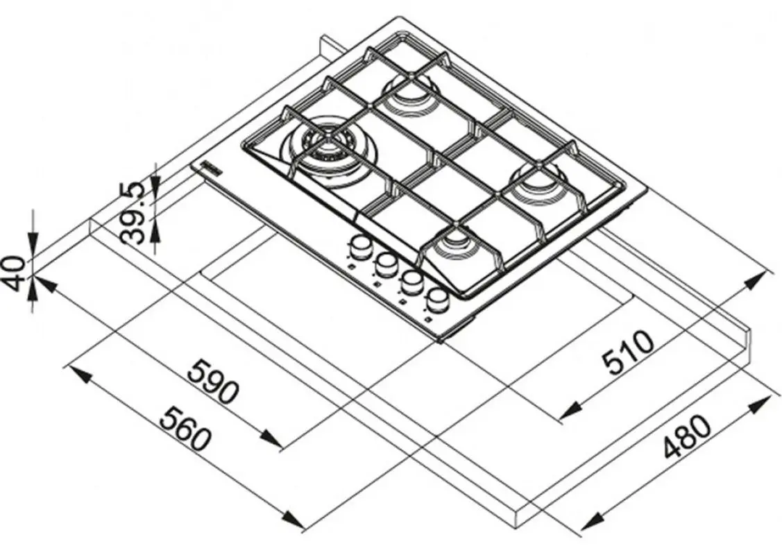 Aragaz incorporabil Franke Mythos Neptune FHNE 604 3G TC XS C (Inox)