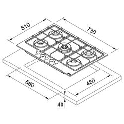 Встраиваемая газовая варочная панель Franke Smart FHSM 755 4G DC XS C (Inox) Thumb