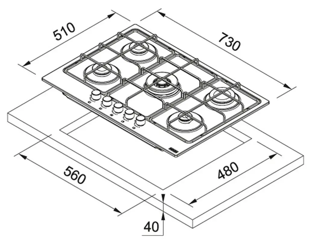 Встраиваемая газовая варочная панель Franke Smart FHSM 755 4G DC XS C (Inox)
