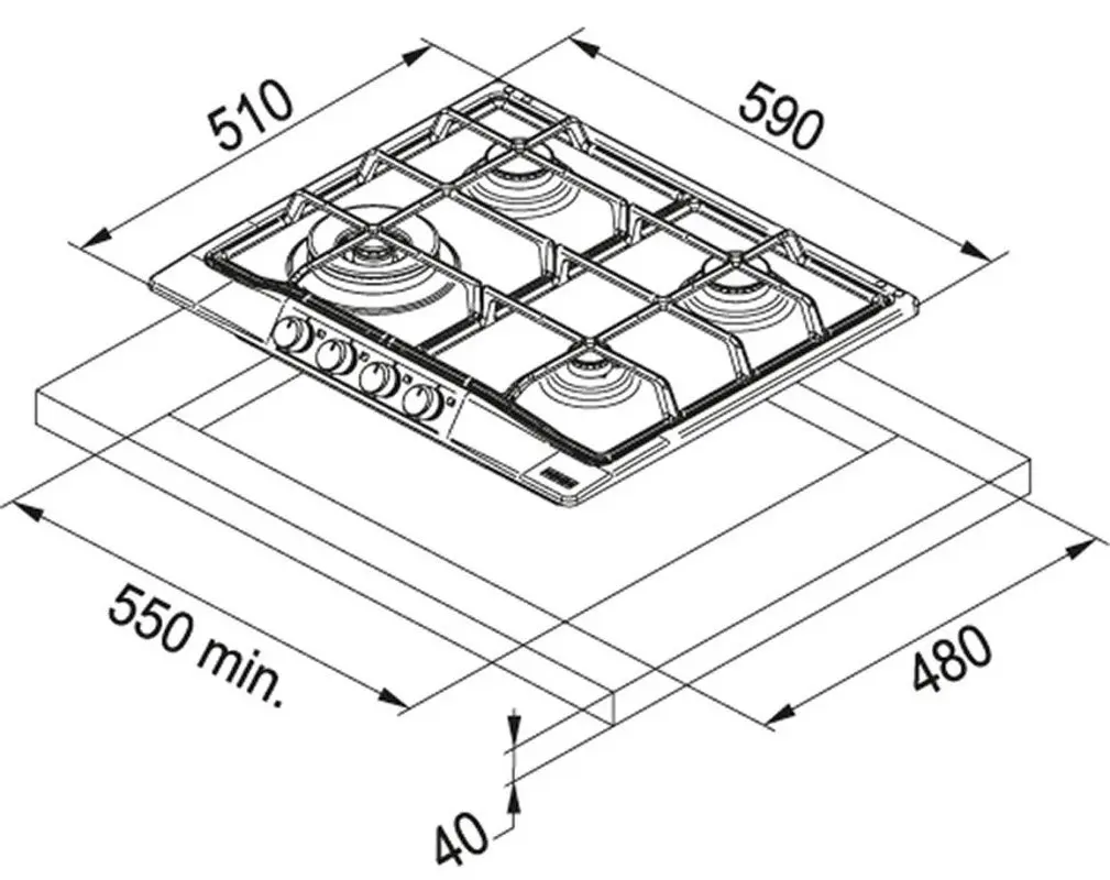 Aragaz incorporabil Franke Trend Line FHCL 604 3G TC C (Pearl White)