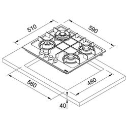 Aragaz incorporabil Franke Trend Line FHTL 604 3G TC AL E (Aluminum) Thumb