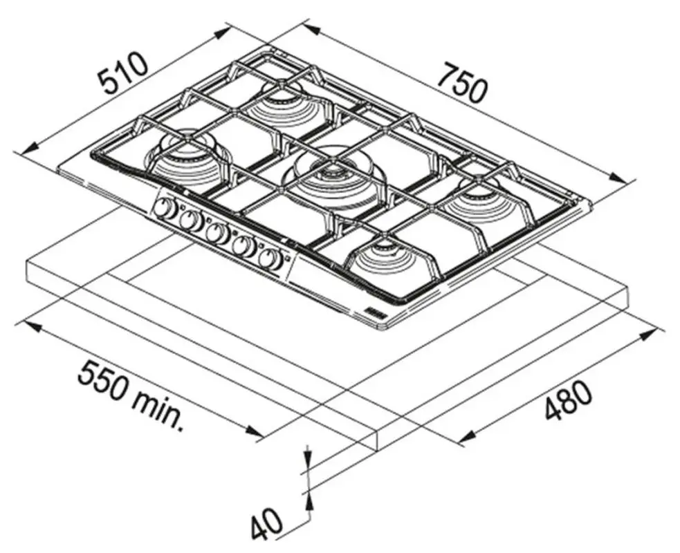 Aragaz incorporabil Franke Trend Line FHTL 755 4G TC CO C (Copper)