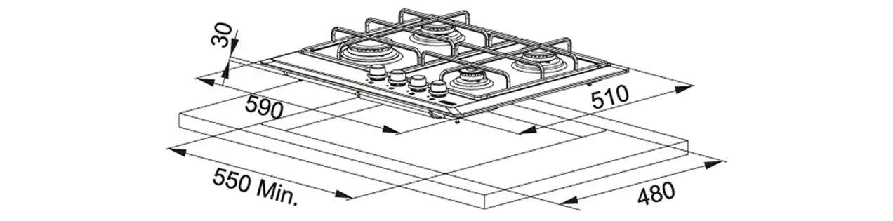 Встраиваемая варочная газовая панель Franke FHMR 604 4G XS E 106.0049.038 (Inox)