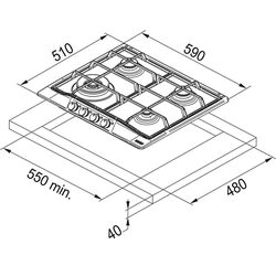 Встраиваемая варочная газовая панель Franke Trend 600 FHTL 604 3G TC XL E (Inox/Dekor) Thumb