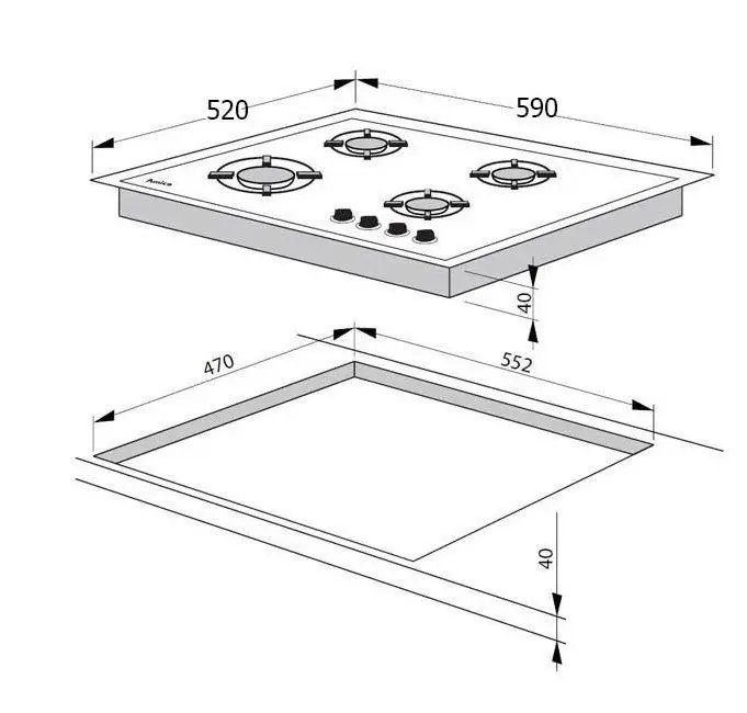 Plita pe gaz incorporabila Hansa BHGY630390 (Ivory)