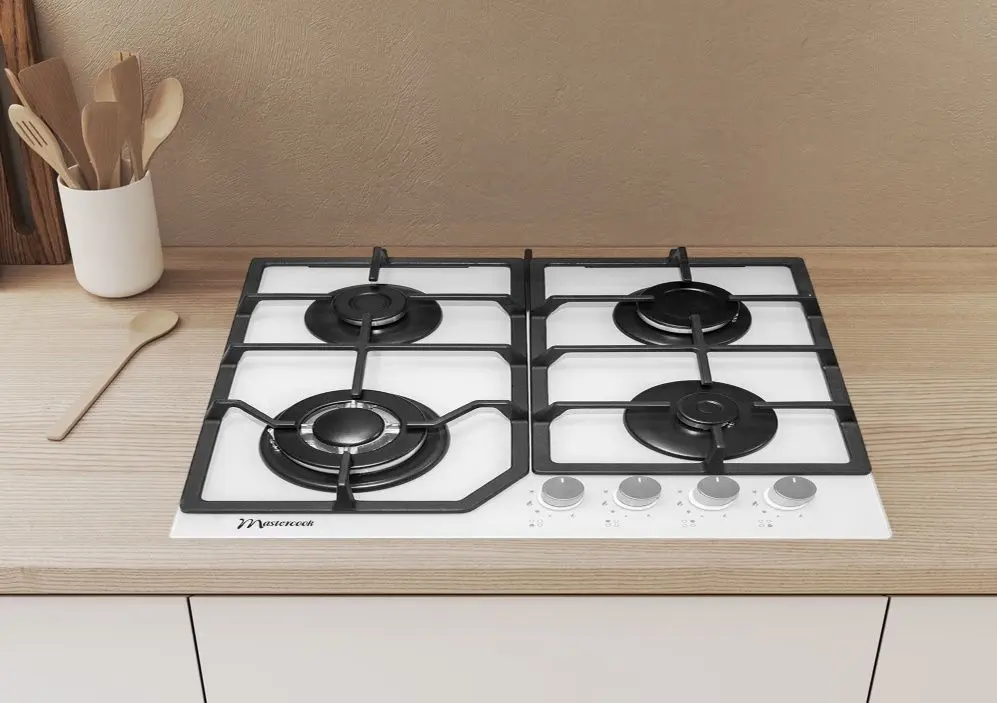 Plita de gaz incorporabila Mastercook MC-E 4215 G WH Glass (White)