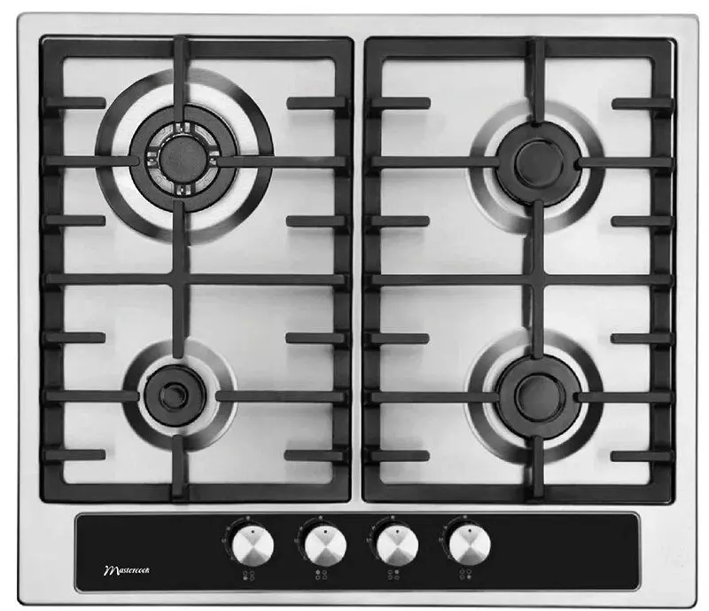 Встраиваемая газовая варочная панель Mastercook Vega MC-E 4265 Texture BL Glass (Inox/Black)