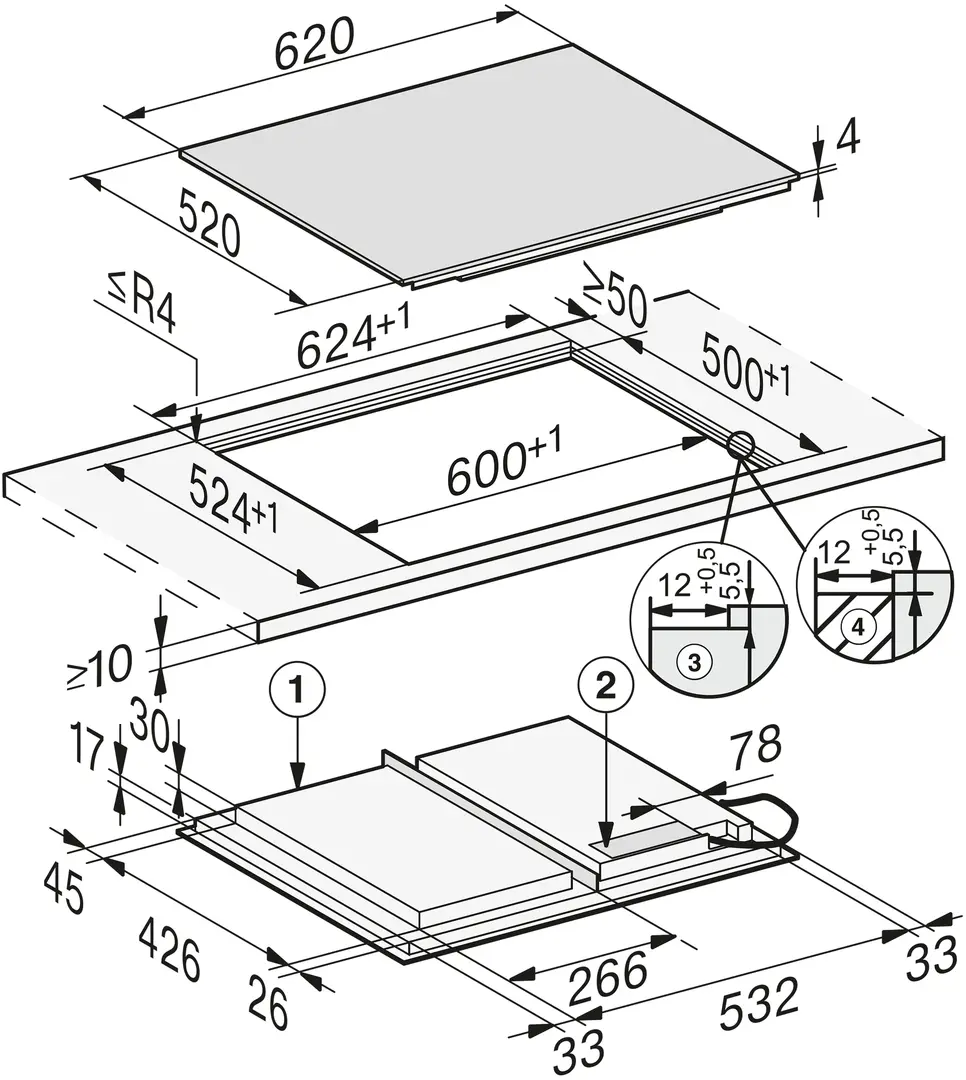 Plita incorporabila cu inductie Miele KM 7867-1 FL (Black)