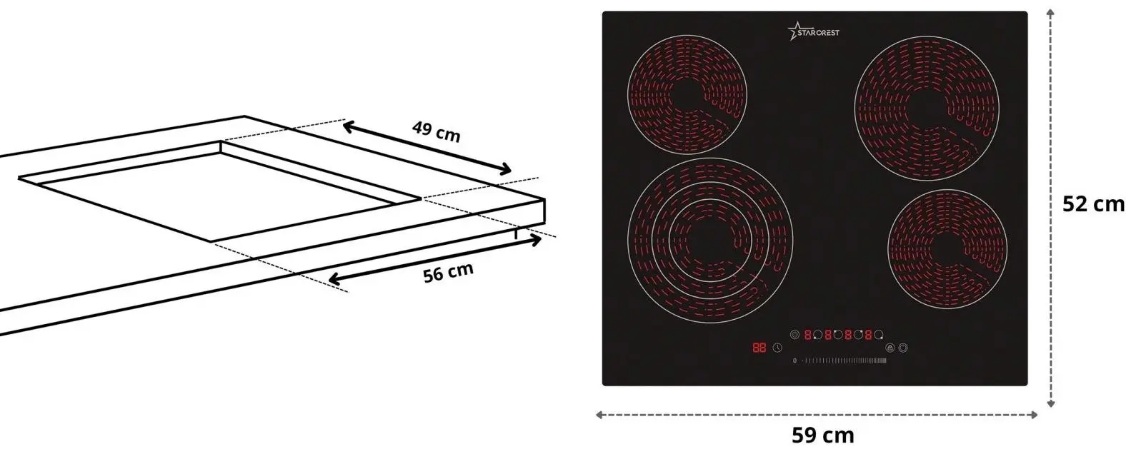 Plita electrica incorporabila Starcrest SEH-62S3 (Black)