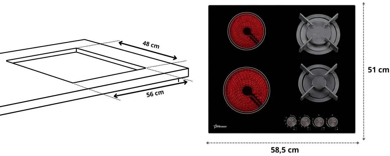 Aragaz incorporabil combinat Starcrest SEH-HM6042 (Black)