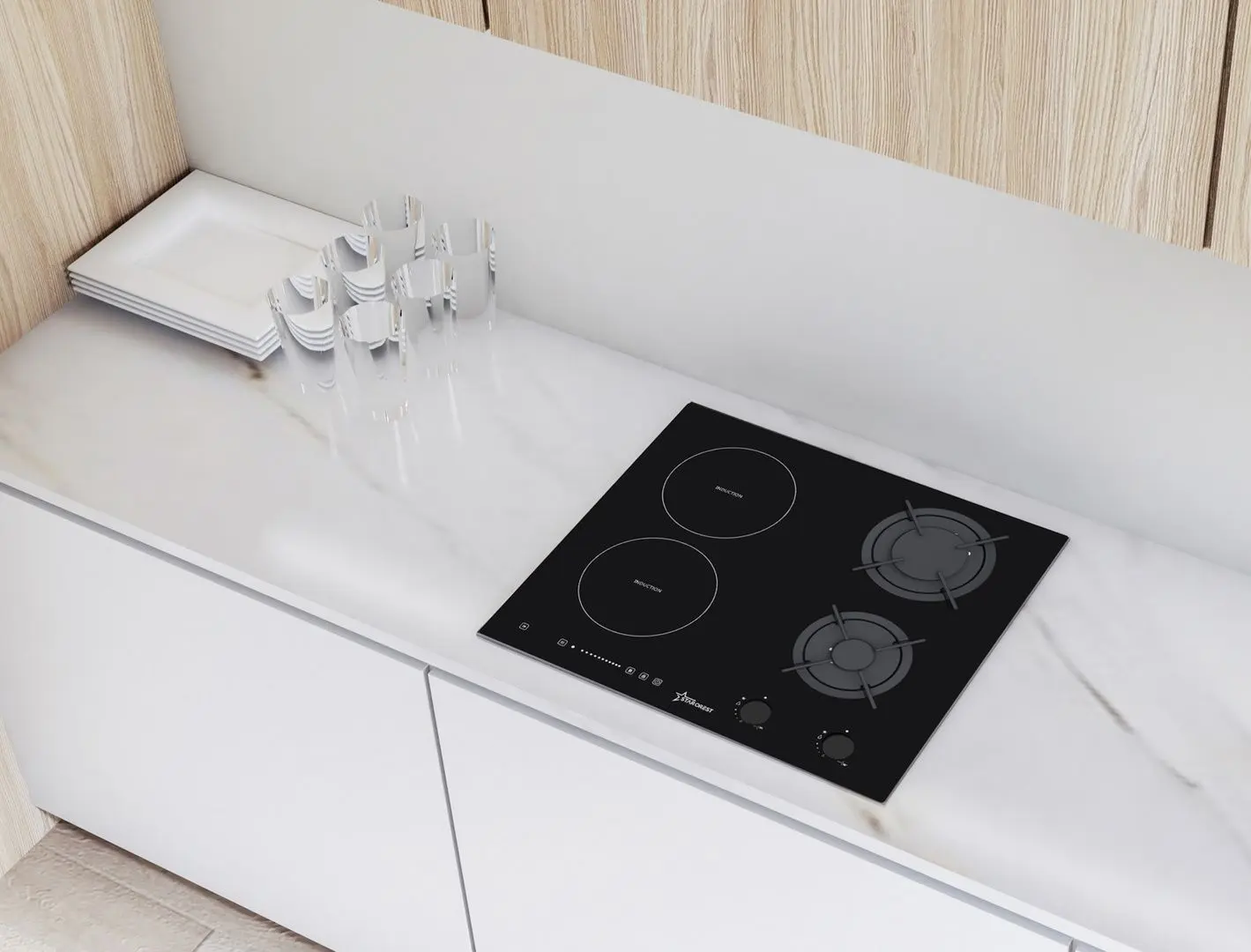 Plita incorporabila combinata Starcrest SIH-HM9066 (Black)