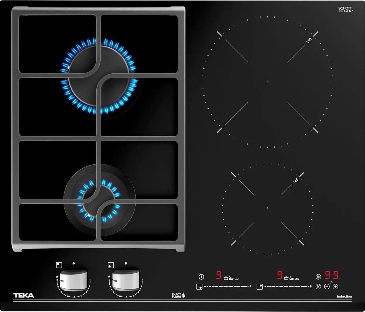 Plita combinata incorporabila Teka Maestro Hybrid JZC 64322 ABN (Black)