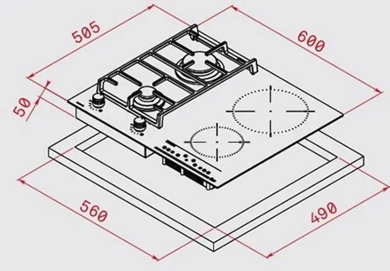 Plita combinata incorporabila Teka Maestro Hybrid JZC 64322 ABN (Black)