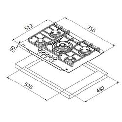 Встраиваемая варочная газовая панель Teka GZC 64320 LB (Brown) Thumb