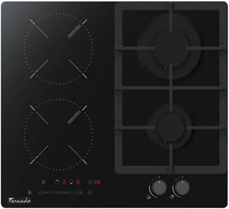 Aragaz incorporabil combinat Tornado YOL- 60 2G2IN (Black)