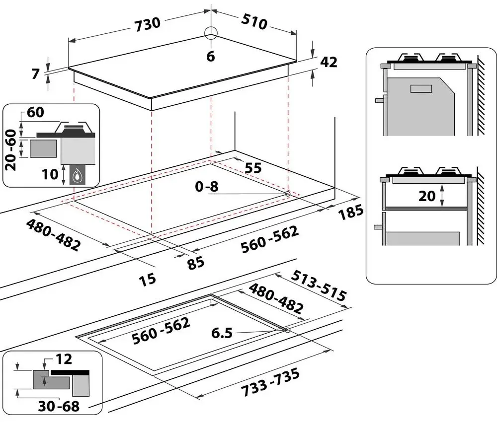 Встраиваемая газовая варочная панель Whirlpool AKWL 728/NB (Black)