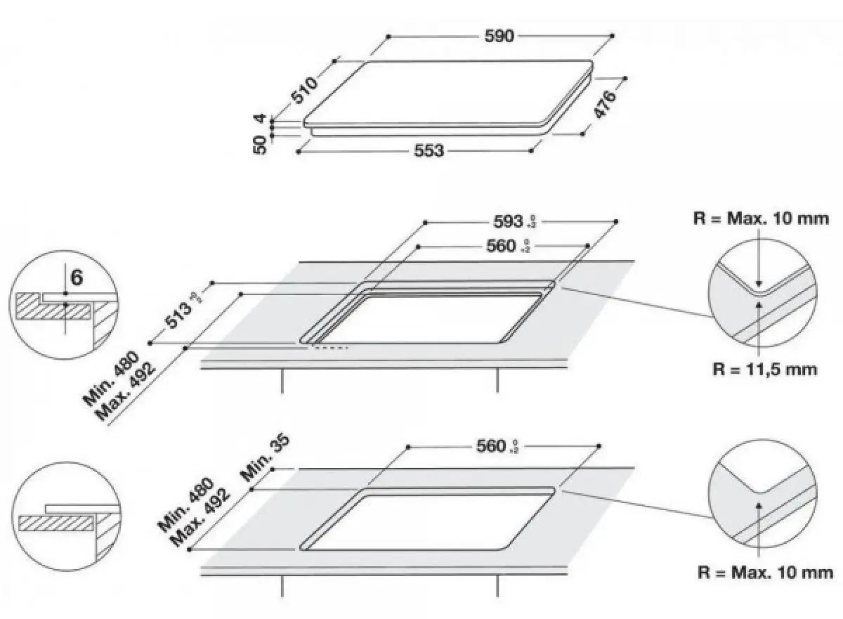 Plita incorporabila cu inductie Whirlpool WB S0060 NE (Black)