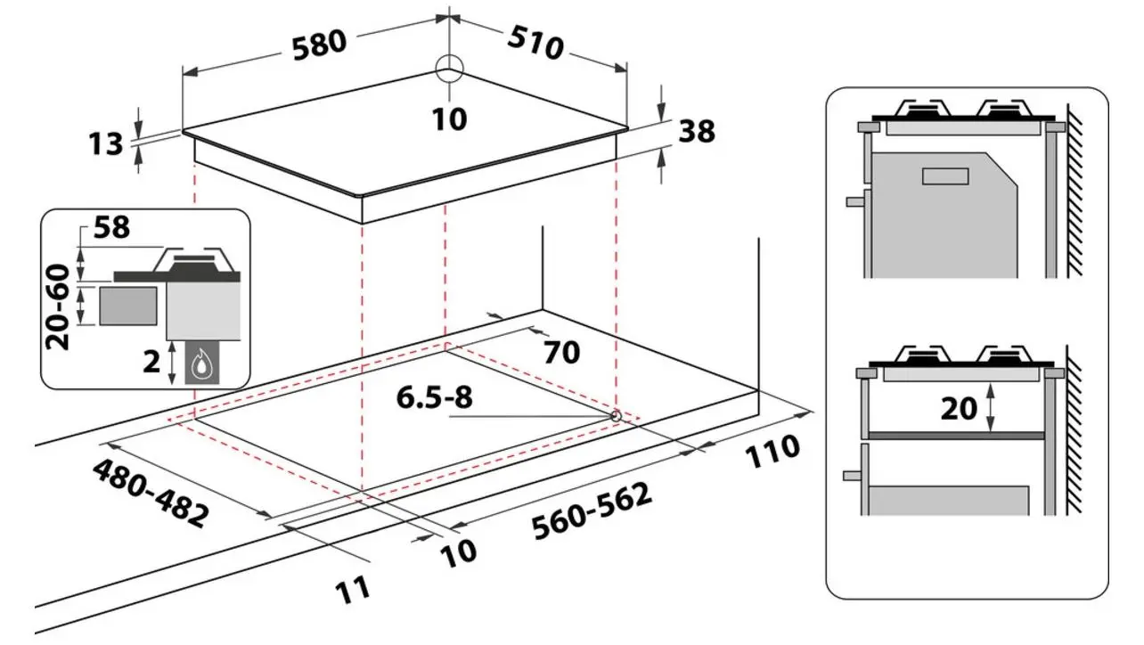 Встраиваемая газовая варочная панель Whirlpool TGML 660 NB (Black)