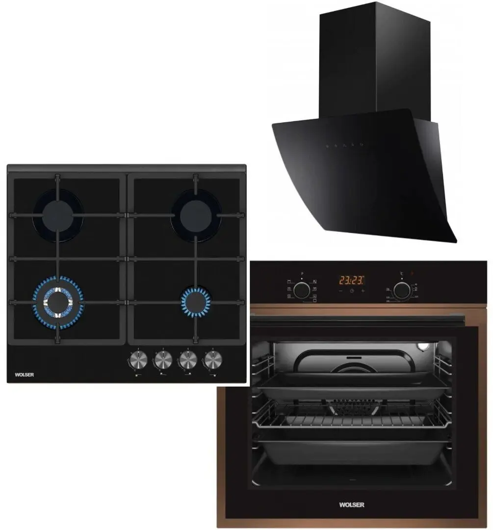 Set electrocasnice incorporabile Wolser WL-601ALTC + WL-TR6400GTBC + WL-TR08DBC (Black)