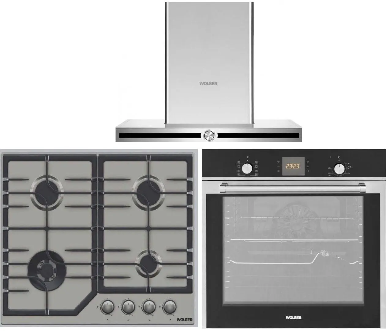 Set de aparate încorporate Wolser WL- F6402GTIC + WL-TR652M + WL-TR09DBIX (Inox)