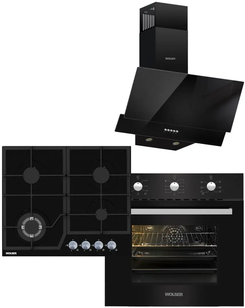 Set electrocasnice incorporabile Wolser WL6400GBNQ + WLF66MSN +WLF60AL (Black)