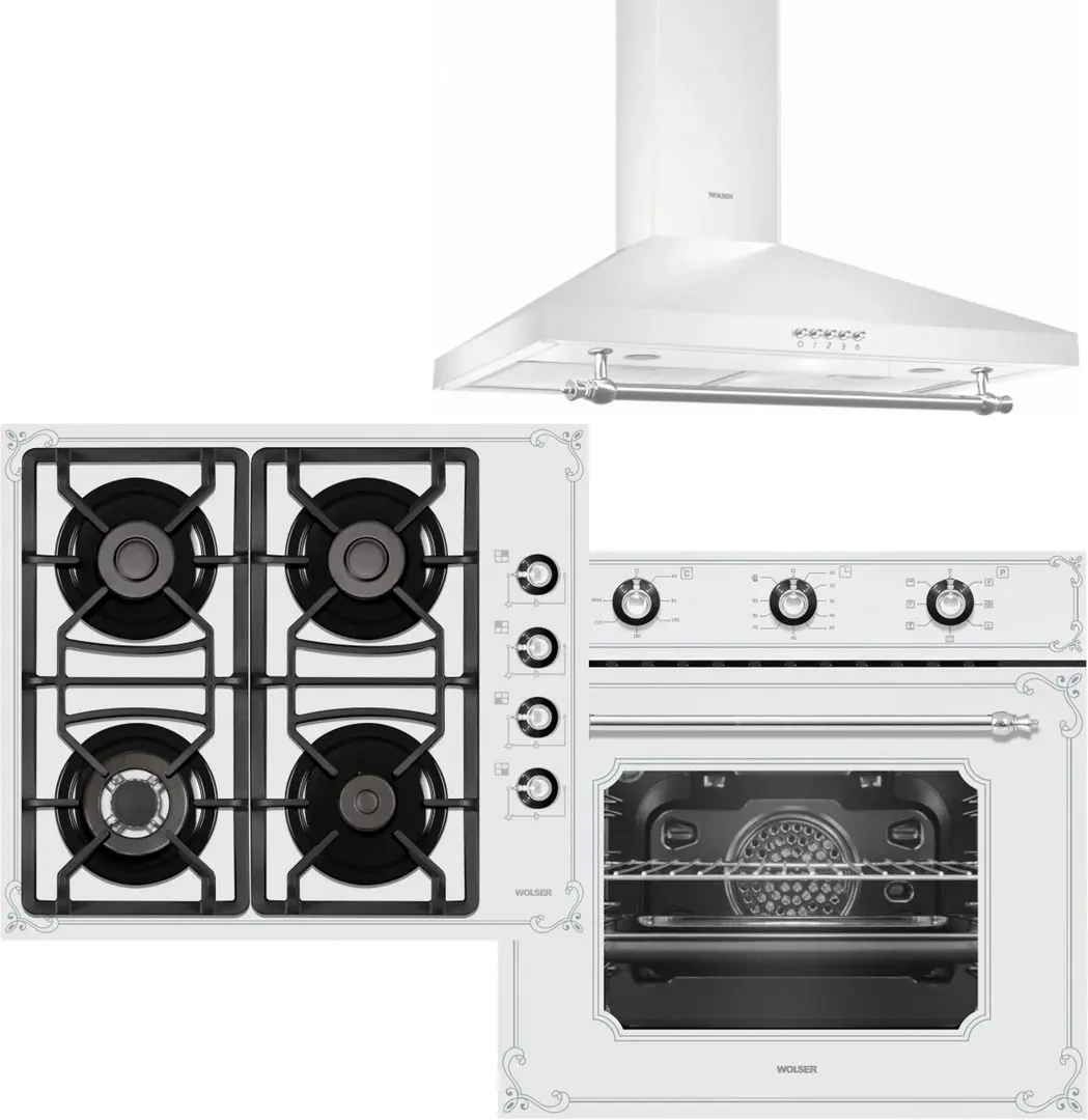 Set electrocasnice incorporabile Wolser WLF6401GTIC + WLF66 + WLB60M (Rustic White)