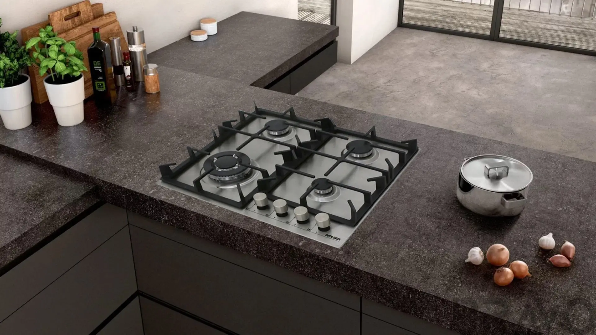 Plita de gaz incorporabila Wolser WL-KF 6400 Turbo FFD (Inox)