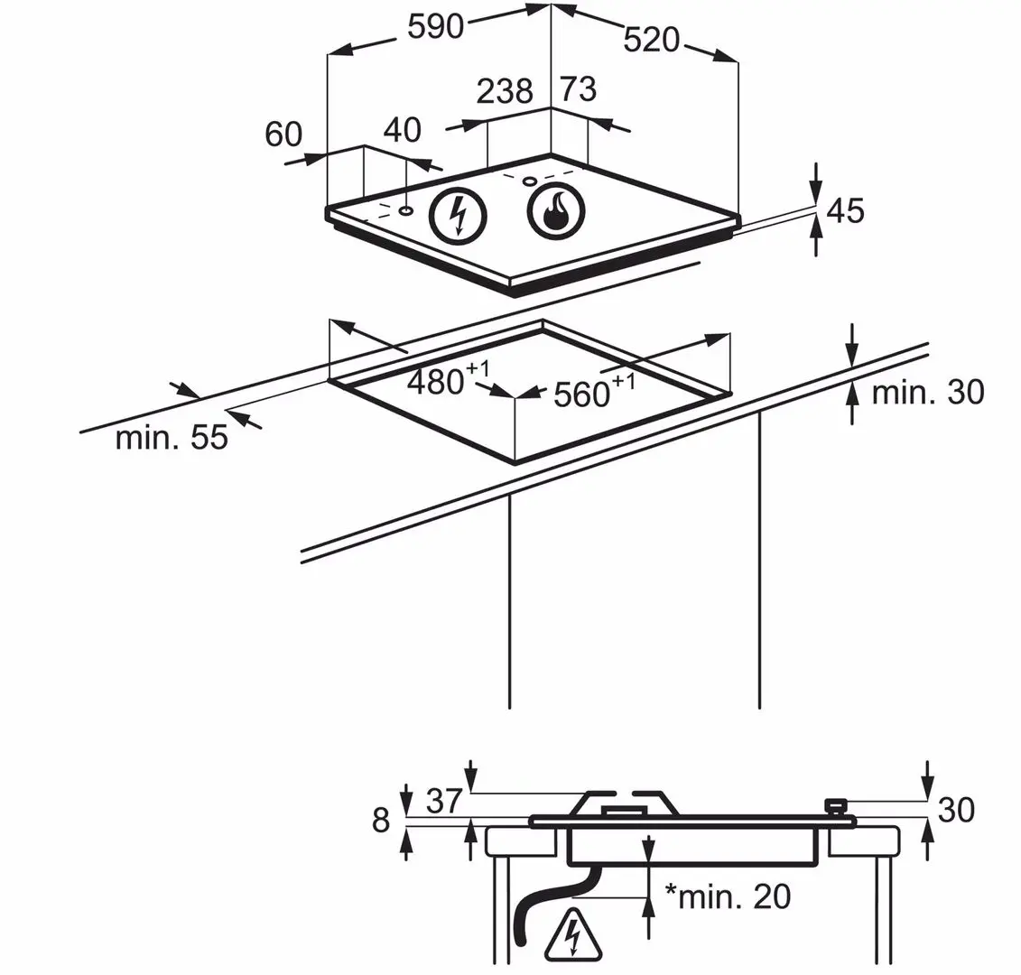 Plita de gaz incorporabila Zanussi ZGO68410BA (Black)