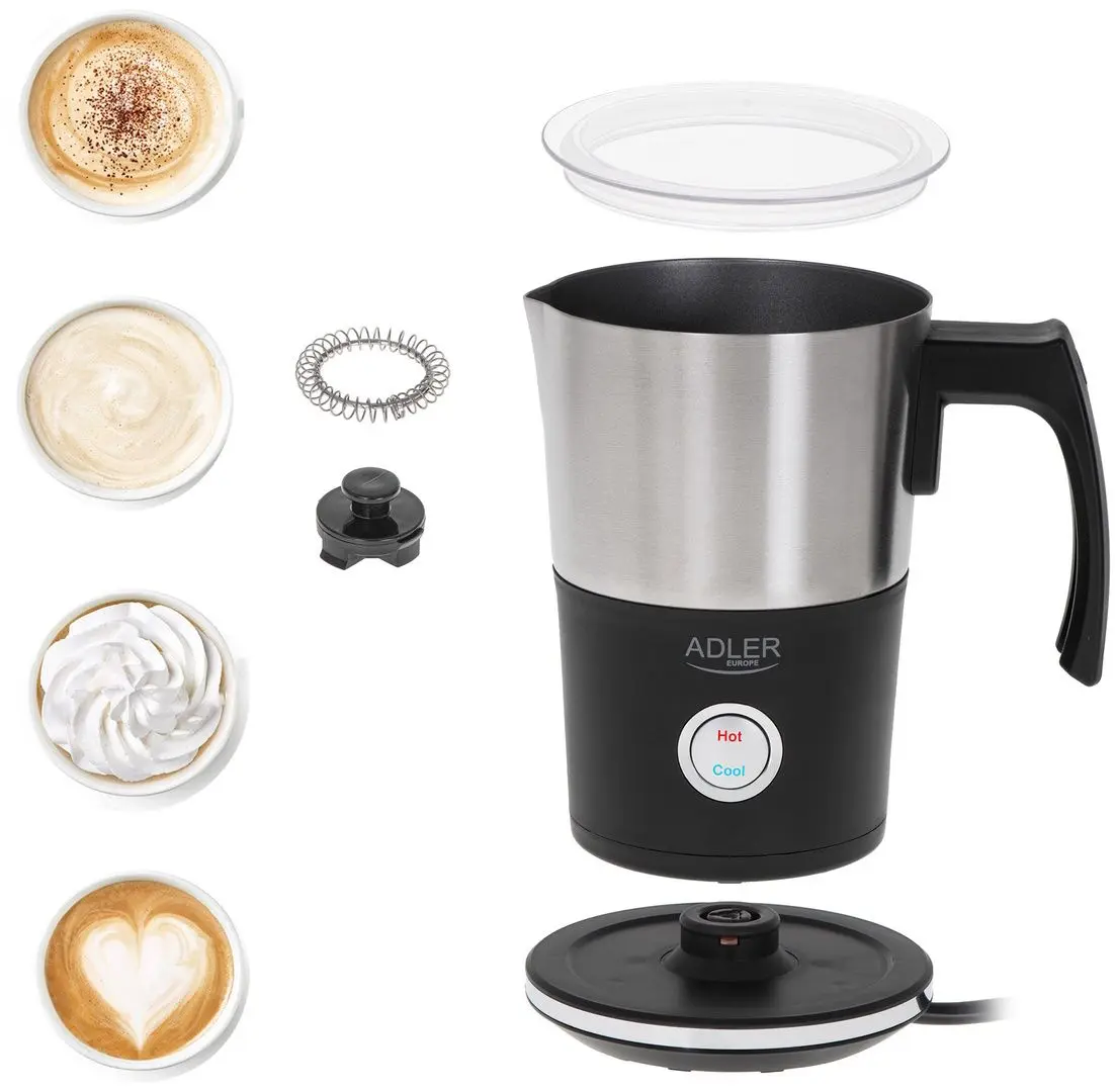 Aparat de spumare a laptelui Adler AD 4497 (Black/Inox)