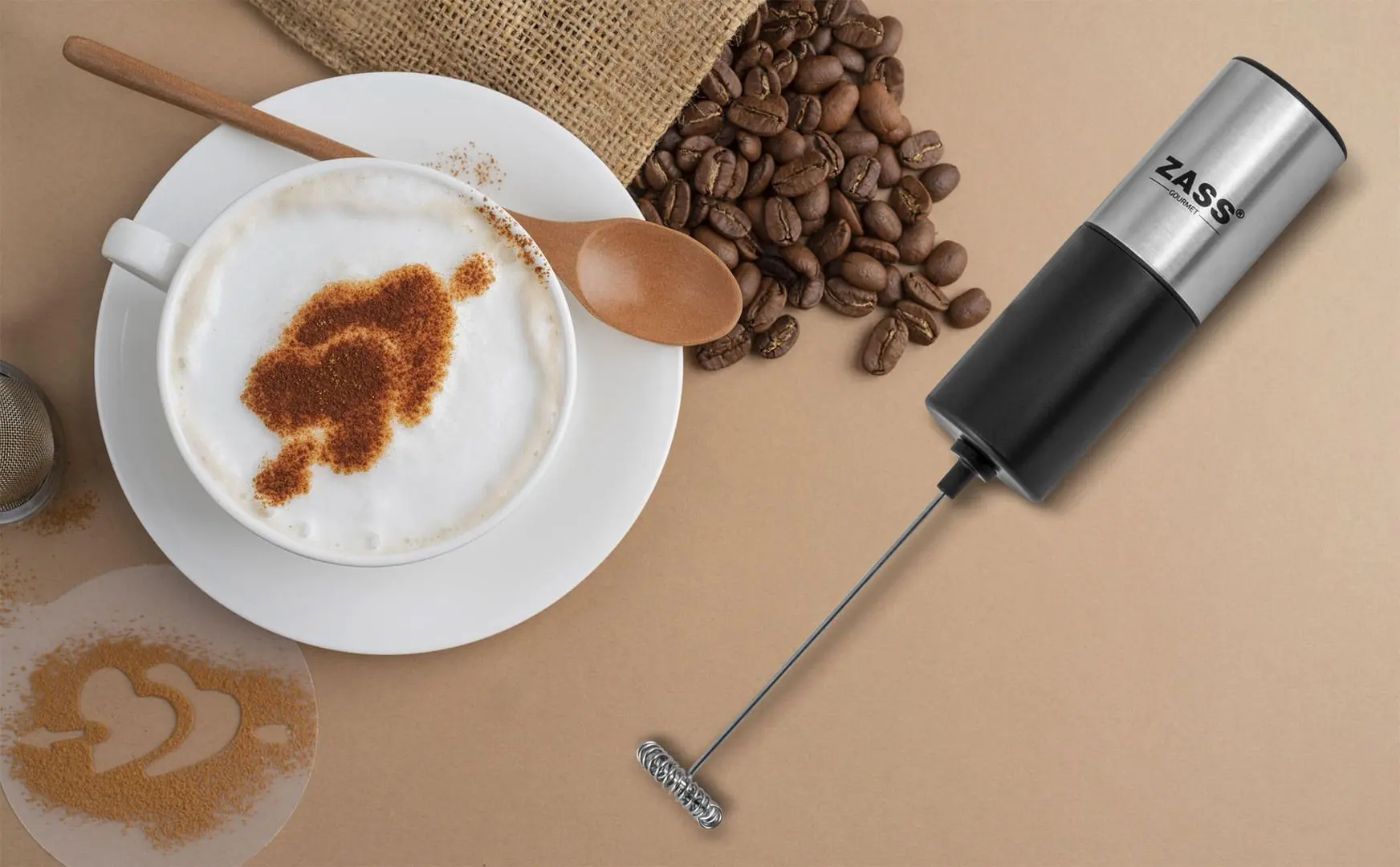 Вспениватель молока Zass Gourmet ZEMF 02 (Silver/Black)