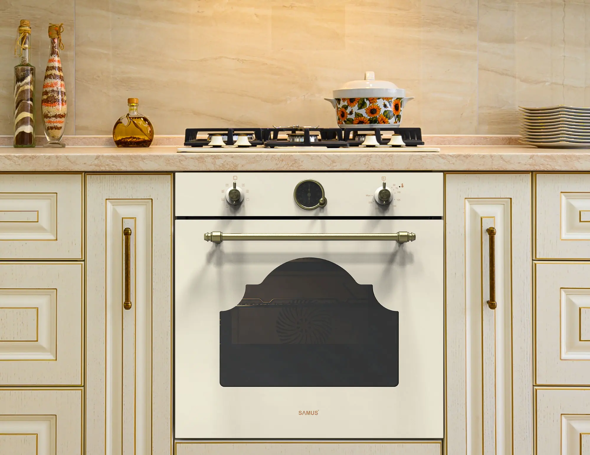 Встраиваемая электрическая духовка Samus SC630VTA9 (Beige) - 3