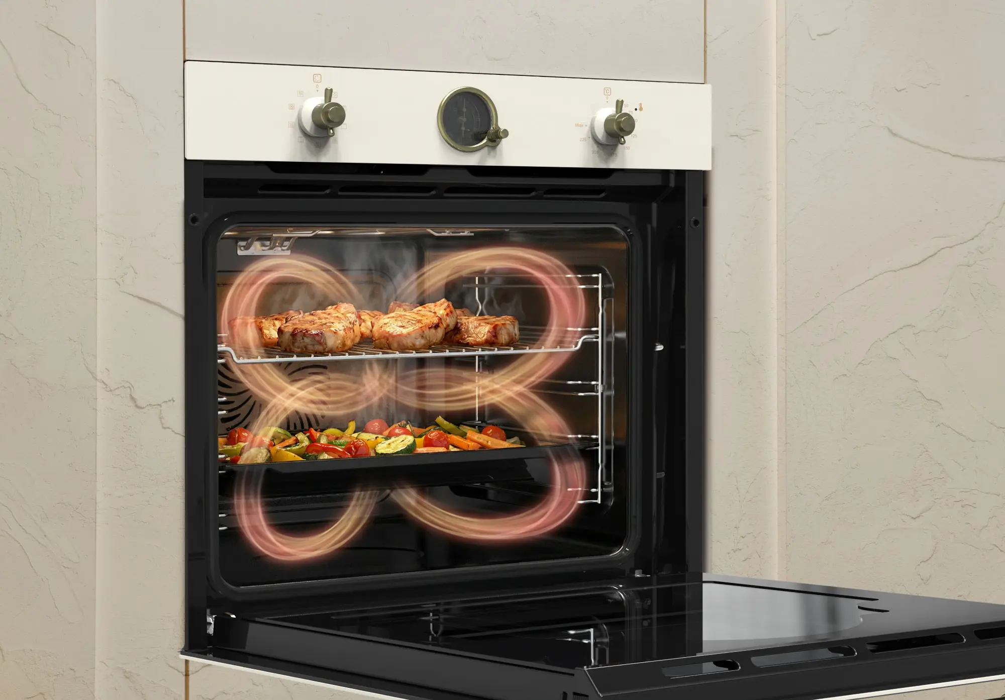 Встраиваемая электрическая духовка Samus SC630VTA9 (Beige) - 5