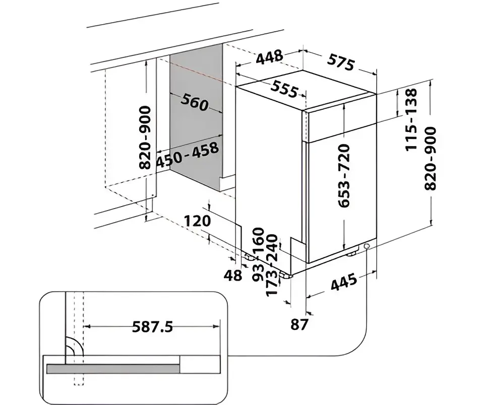 Masina de spalat vase incorporabila Whirlpool WH6PB10BS7A0 (Beige)