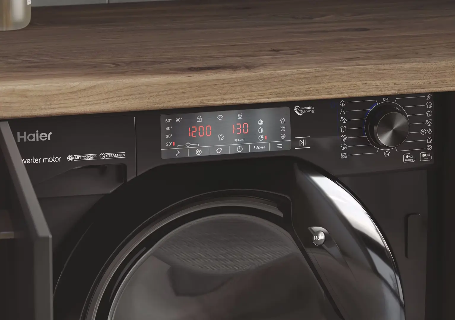 Встраиваемая стиральная машина Haier HWQ90B416FWBB-S (Black)