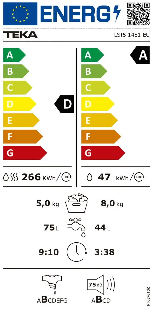 Masina de spalat incorporabila cu uscator Teka LSI5 1481 E (White)