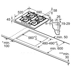 Plita incorporabila pe gaz Bosch PNN6B6K40 (Black) Thumb