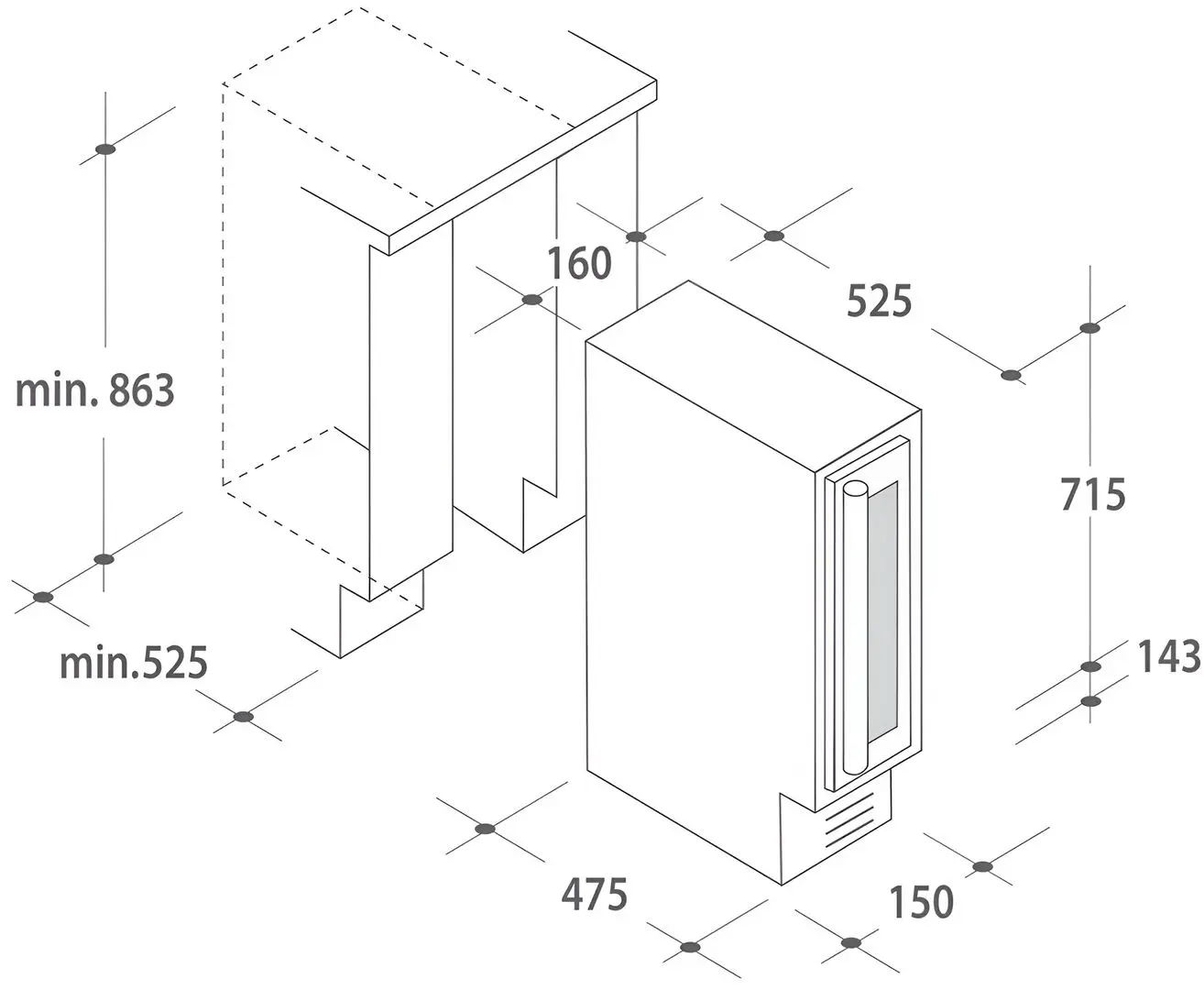Vitrină de vinuri incorporabilă Candy DiVino CCVB 15/1 (Black)