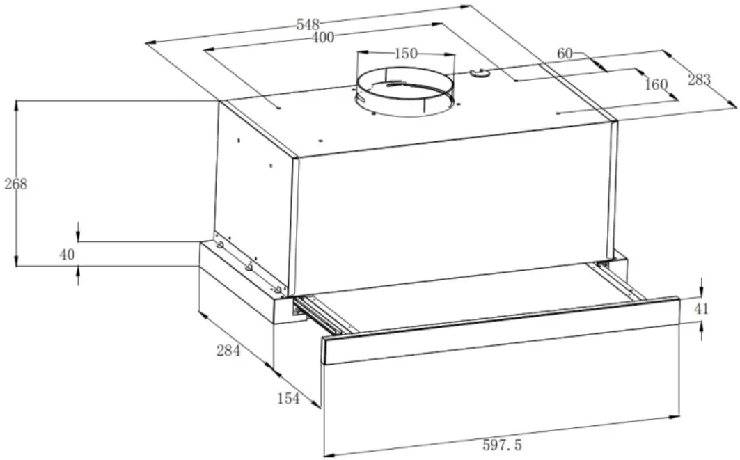 Встраиваемая вытяжка Backer MAURO60 1200 BL LED (Black) - 2