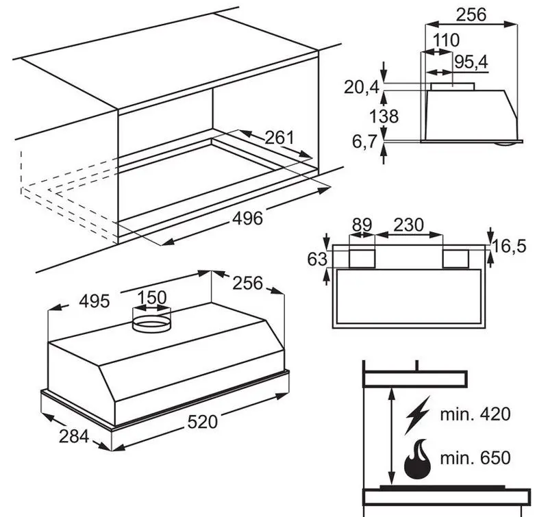Встраиваемая вытяжка Electrolux 300 LFG235S (Grey) - 7