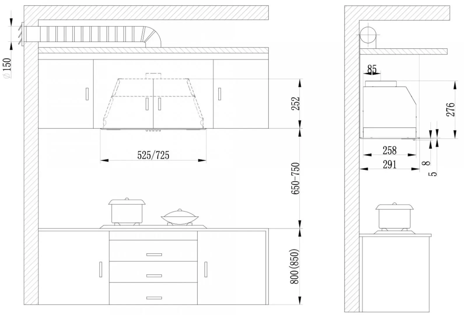Встраиваемая вытяжка Samus HS6061DTGX (Black/Inox)