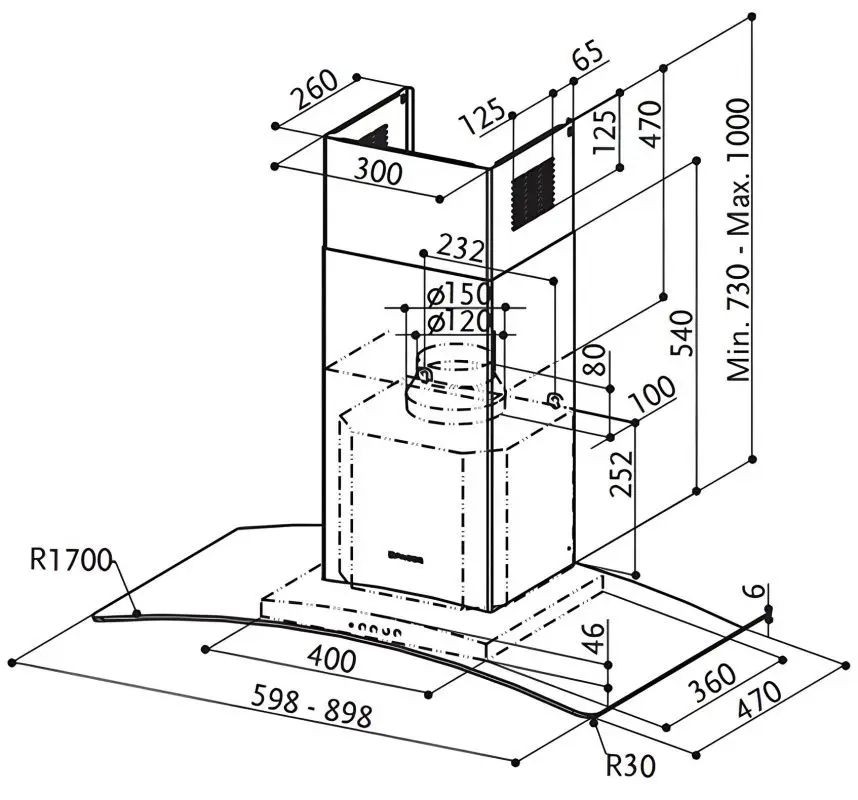 Hota Faber RAY SRM LED X/V A60 (Inox)