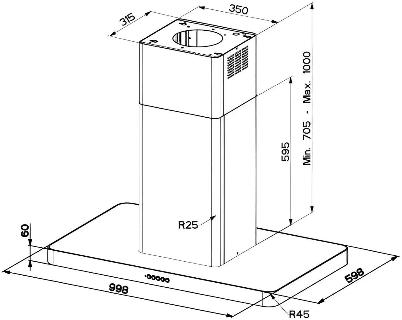 Hota Faber T-Light Isola EV8P X A100 (Inox)